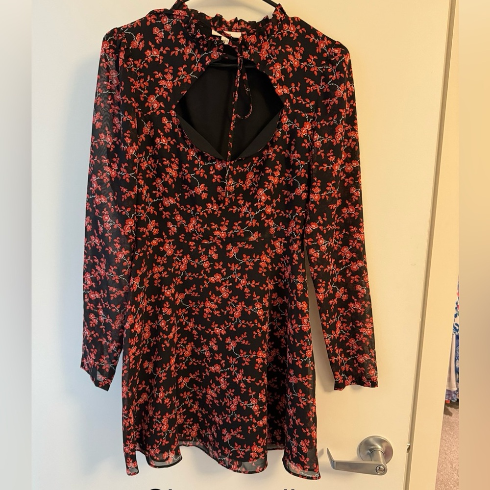H&M Black Dress with Red Floral Design